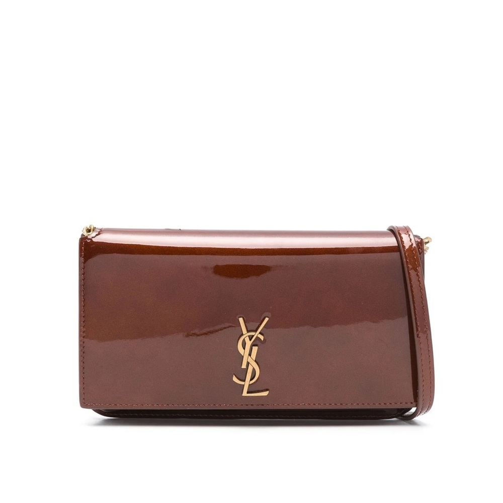 Yves Saint Laurent Glossy Brown Crossbody Bag